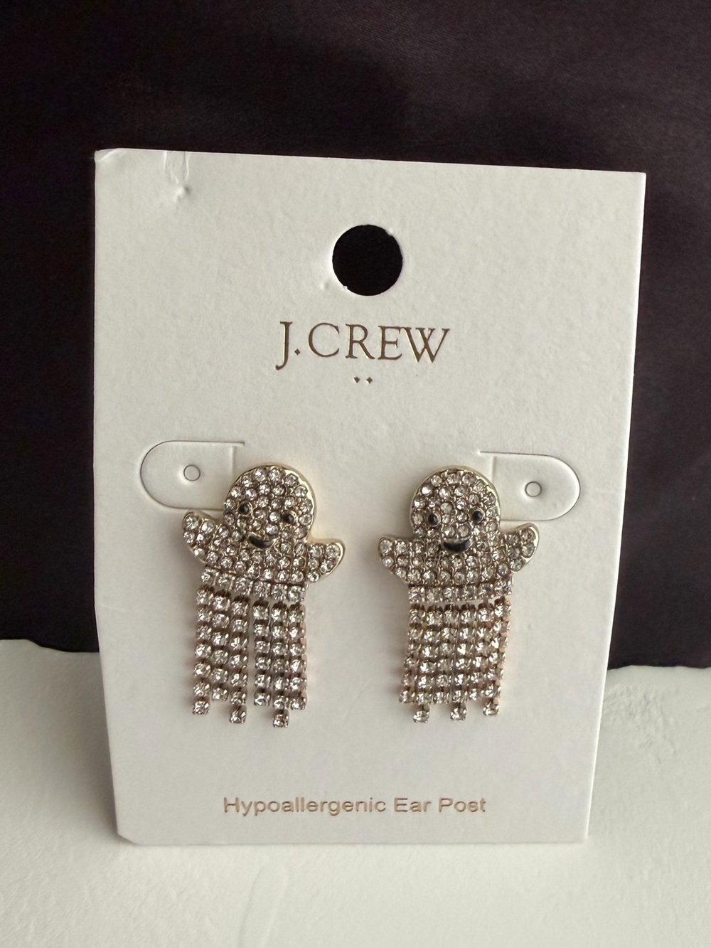 J. Crew Crystal Ghost Dangly Fringe Earrings
